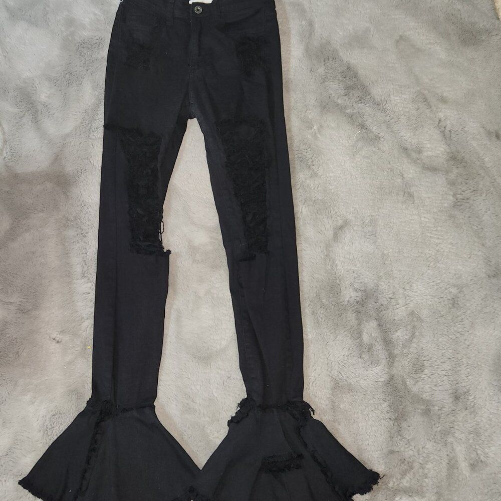 NOUVEAU HIGH WAISTED FLARE JEANS Size 5- Black - Picture 6 of 7